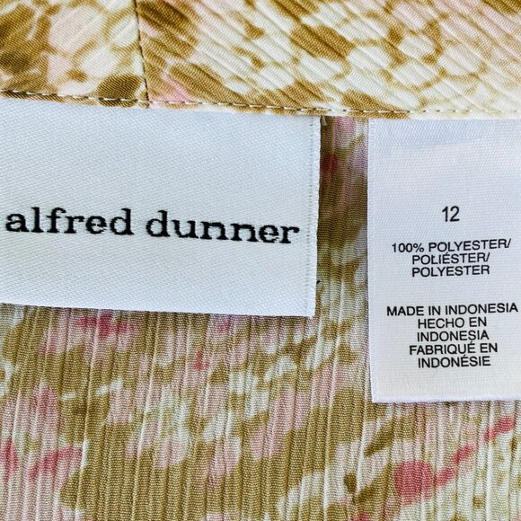 Alfred Dunner Snakeskin Pattern Button Up Top Sz 12 Rose Beige Office Mature - Picture 6 of 6
